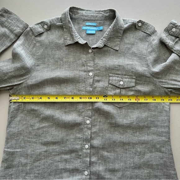 ISLAND COMPANY 100% Linen Button Down Long Sleeve Shirt Women’s (~ Small ) - Picture 9 of 9